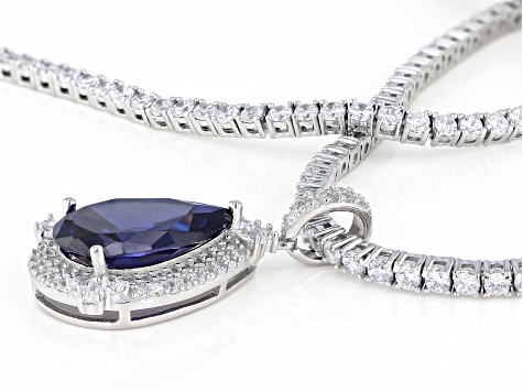 necklace cubic zirconia rhodium tennis sterling pendant silver owned pre jtv 80ctw list