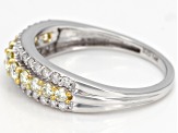 Pre-Owned Natural Yellow And White Diamond 14K White Gold Band Ring 0.75ctw