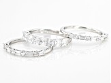 Pre-Owned Asshcer Cut White Cubic Zirconia Rhodium Over Sterling Silver Rings-Set of 3 3.54ctw