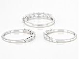 Pre-Owned Asshcer Cut White Cubic Zirconia Rhodium Over Sterling Silver Rings-Set of 3 3.54ctw