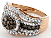 Pre-Owned Champagne & White Diamond 10K Rose Gold Cluster Ring 1.20ctw