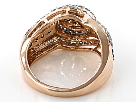 Pre-Owned Champagne & White Diamond 10K Rose Gold Cluster Ring 1.20ctw