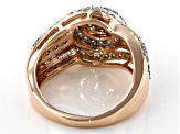 Pre-Owned Champagne & White Diamond 10K Rose Gold Cluster Ring 1.20ctw