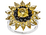 Pre-Owned Yellow Brazilian Citrine Rhodium Over Sterling Silver Ring 4.27ctw
