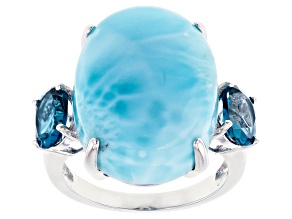 Pre-Owned Larimar Rhodium Over Sterling Silver Ring 1.50ctw