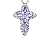 Pre-Owned Blue Tanzanite Rhodium Over Silver Pendant With Chain 6.71ctw