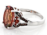 Pre-Owned Red labradorite rhodium over silver ring 4.67ctw