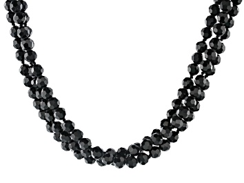 Picture of Pre-Owned Black Bead Silver Tone Triple Strand Necklace