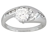 Pre-Owned Cubic Zirconia Dillenium Cut Rhodium Over Sterling Silver Ring With Band 2.27ctw