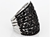 Pre-Owned Black Spinel Sterling Silver Band Ring 1.33ctw