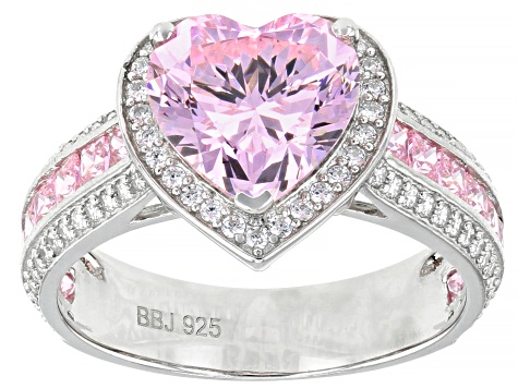 Quality Gold Sterling Silver Pink CZ Heart Ring QR4389 - Getzow