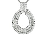 Pre-Owned White Cubic Zirconia Rhodium Over Sterling Silver Pendant With Chain 1.61ctw