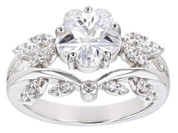 Picture of Pre-Owned White Cubic Zirconia Rhodium Over Sterling Silver Flower Ring 3.25ctw