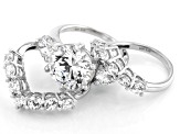 Pre-Owned White Cubic Zirconia Rhodium Over Sterling Silver Ring With 2 Bands 19.85ctw