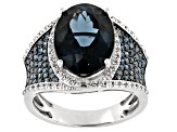Pre-Owned London blue topaz rhodium over silver ring 7.20ctw