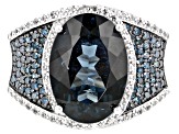 Pre-Owned London blue topaz rhodium over silver ring 7.20ctw