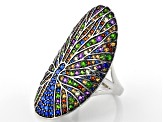 Pre-Owned Multi-Gemstone Rhodium Over Sterling Silver Ring 2.45ctw