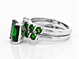 Pre-Owned Green Chrome Diopside Rhodium Over Silver Ring With Band 2.86ctw