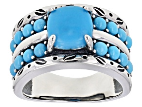 Pre-Owned Sleeping Beauty Turquoise Rhodium Over Silver Ring
