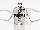 Pre-Owned Red Garnet Rhodium Over Silver Prayer Box Pendant with Chain .37ct