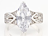 Pre-Owned White Cubic Zirconia Platinum Over Sterling Silver Ring 6.69ctw (4.16ctw DEW)