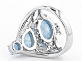 Pre-Owned Blue Aquamarine Silver Ring .03ct