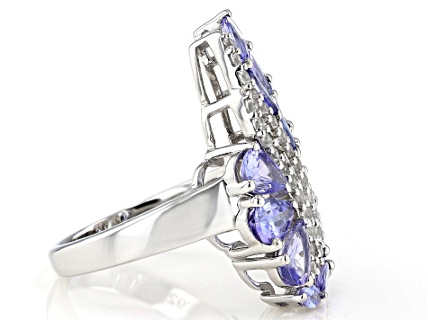 Pre-Owned Blue Tanzanite Rhodium Over Silver Ring 2.80ctw