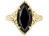 Pre-Owned Black spinel 18k yellow gold over silver ring 3.93ct