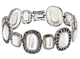 Pre-Owned White mother-of-pearl rhodium over sterling silver bracelet