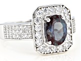 Pre-Owned Blue lab created alexandrite rhodium over silver ring 1.80ctw