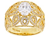 Pre-Owned White Cubic Zirconia 18K Yellow Gold Over Sterling Silver Ring 4.59ctw