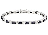 Pre-Owned Blue Sapphire Rhodium Over Silver Bracelet 12.38ctw