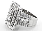 Pre-Owned White Cubic Zirconia Rhodium Over Sterling Silver Ring 4.20ctw