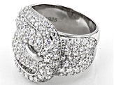 Pre-Owned White Cubic Zirconia Rhodium Over Sterling Silver Buckle Ring 3.53ctw
