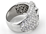 Pre-Owned White Cubic Zirconia Rhodium Over Sterling Silver Buckle Ring 3.53ctw