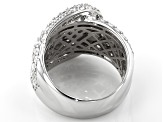 Pre-Owned White Cubic Zirconia Rhodium Over Sterling Silver Buckle Ring 3.53ctw
