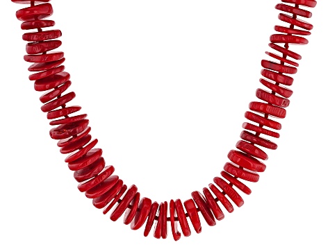 Pre-Owned Red Coral Sterling Silver Necklace 38 inch