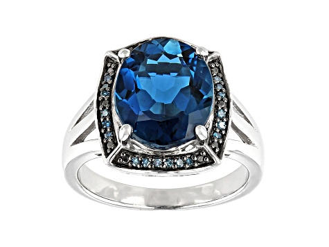 Pre-Owned London Blue Topaz Rhodium Over Sterling Silver Ring 5.19ctw ...