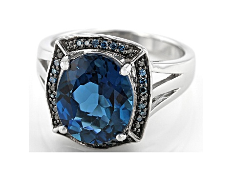 Pre-Owned London Blue Topaz Rhodium Over Sterling Silver Ring 5.19ctw
