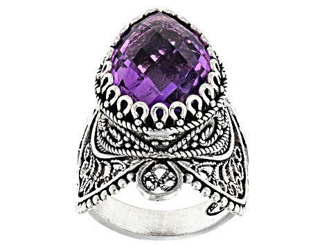 Pre-Owned Amethyst Sterling Silver Ring