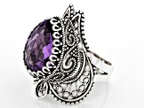 Pre-Owned Amethyst Sterling Silver Ring