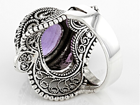 Pre-Owned Amethyst Sterling Silver Ring