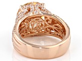 Pre-Owned Champagne And White Cubic Zirconia 18k Rose Gold Over Sterling Silver Ring 12.40ctw
