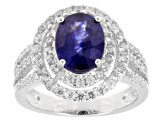 Pre-Owned Blue Mahaleo(R) Sapphire Rhodium Over Sterling Silver Ring 4.00ctw