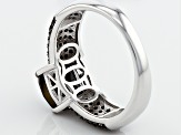 Pre-Owned Black Spinel Rhodium Over Sterling Silver Ring 2.92ctw