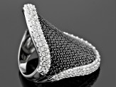 Pre-Owned Black Spinel Rhodium Over Sterling Silver Ring 6.55ctw