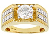 Pre-Owned Moissanite 14k Yellow Gold Over Silver Mens Ring 2.38ctw DEW.