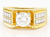 Pre-Owned Moissanite 14k Yellow Gold Over Silver Mens Ring 2.38ctw DEW.