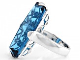 Pre-Owned Blue Lab Created Spinel Rhodium Over Silver Ring 20.46ctw