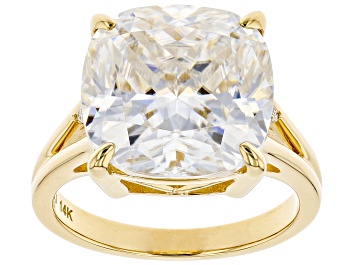 Picture of Pre-Owned Moissanite 14k Yellow Gold Ring 10.42ctw DEW.